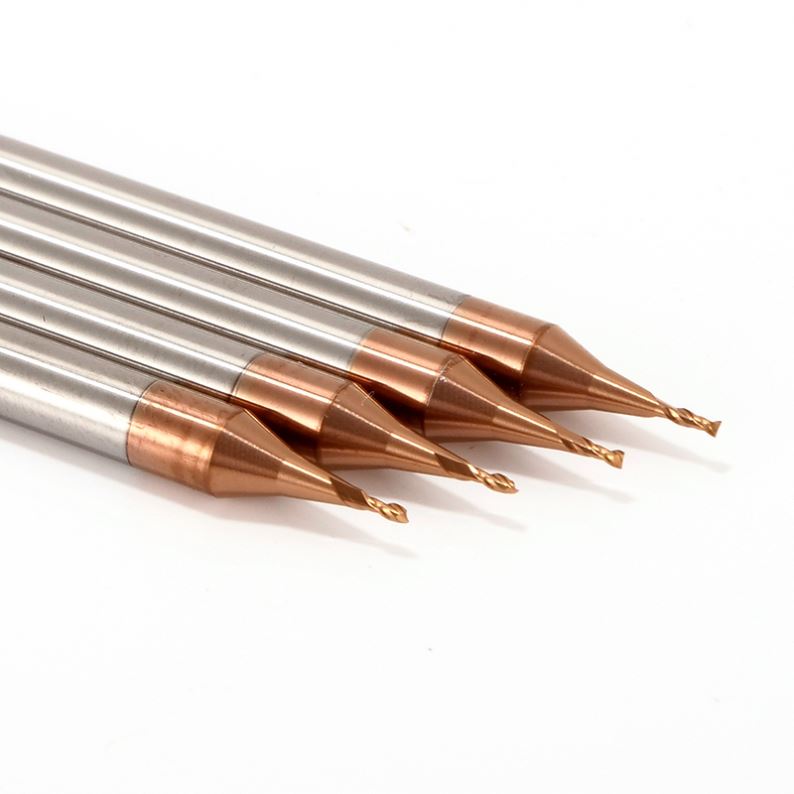 HRC55 2-Flute Carbide End Mill CNC Milling Tools Milling Tool Micro Diameter 0.1-0.9mm for Aluminum High Precision Solid Carbide