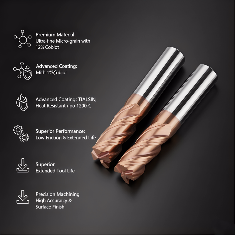 4-edge Tungsten Carbide Cnc square End Mill High Temperature Alloy Milling Cutter