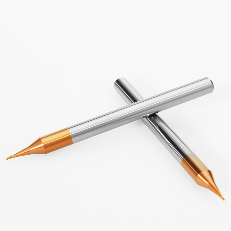 HRC60 2-Flute Bronze Coated Precision Steel Cutter Micro Ball Nose End Mill for Steel