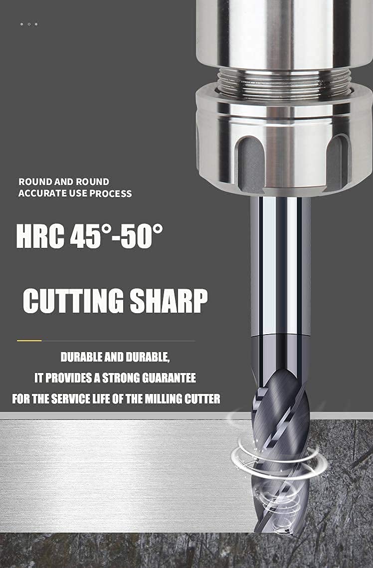 CNC End Mill Set Carbide Tungsten Steel 4-Flute Milling Cutter Titanium Coated Router Bits 2-12mm Straight Shank for CNC Router