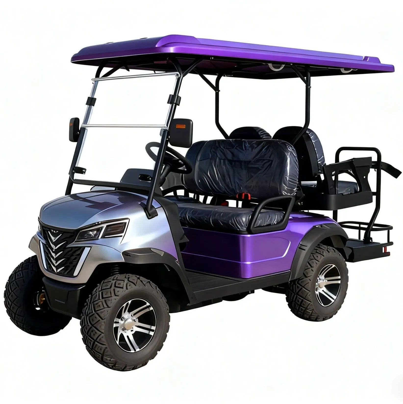4-Seat Electric Golf Cart with LED Headlights &amp; Rear Taillights