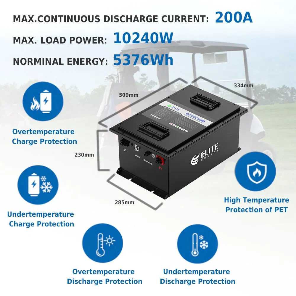 OEM 36V 48V 72V 54ah 105ah 150ah 200ah LiFePO4 Lithium Ion Golf Cart Battery Pack