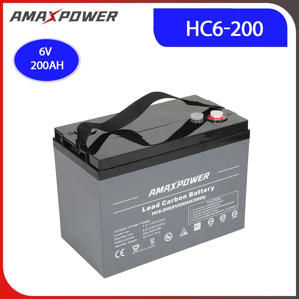Amaxpower 6V 200ah Factory Manufacturers Maintenance Free Long Life Solar Battery for Power Storage/Golf Cart/Marine/Inverter Syste Vs Sunny