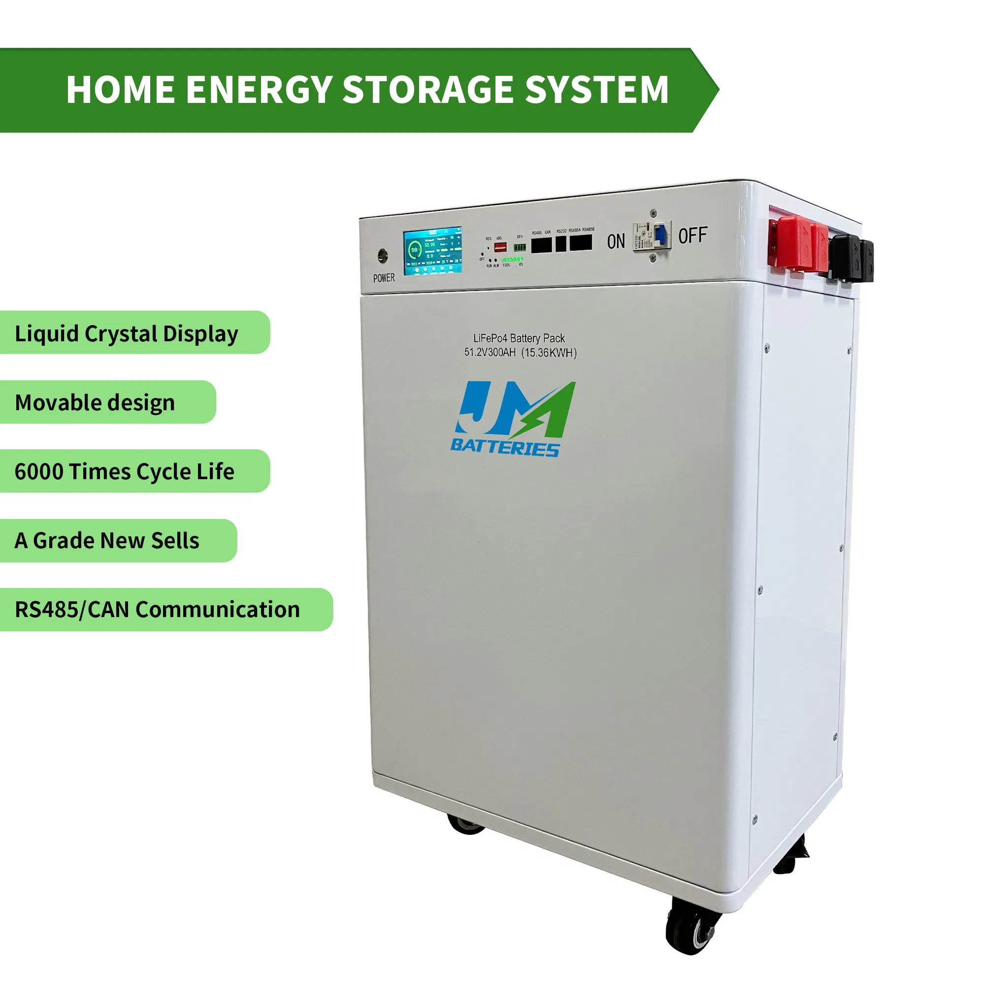 51.2V 300ah DIY Golf Cart Moveable Design Batteries UPS Launch RV Energy Storage Lithium Solar Battery