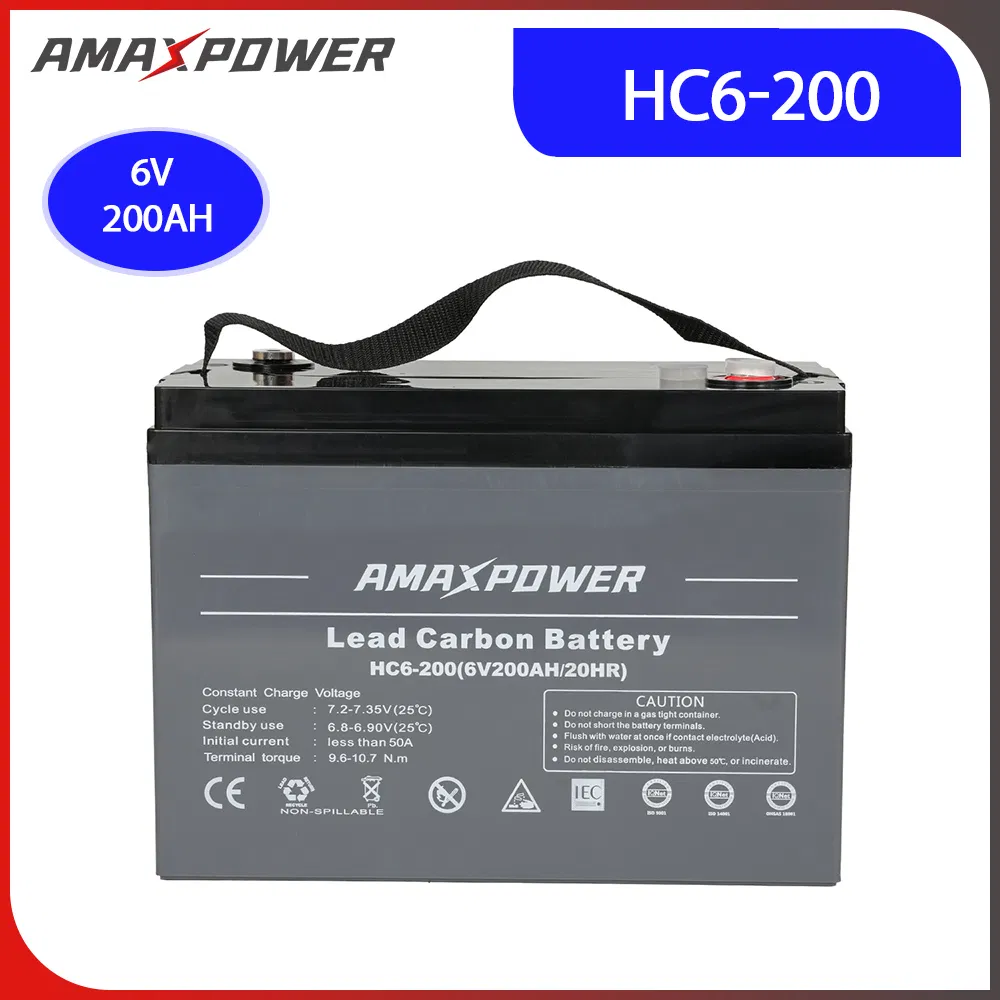 Amaxpower 6V 200ah Factory Manufacturers Maintenance Free Long Life Solar Battery for Power Storage/Golf Cart/Marine/Inverter Syste Vs Sunny
