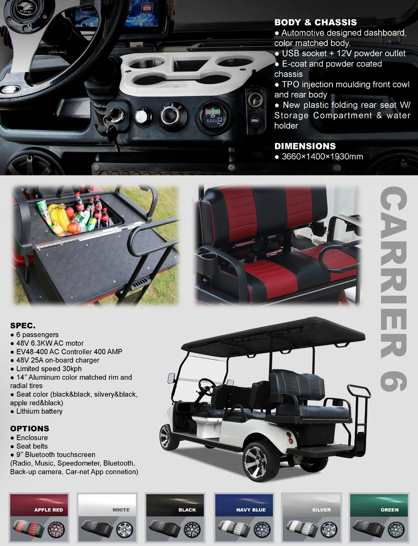 Hdk Golf Club 6 Seater Lithium Battery Electric Golf Cart