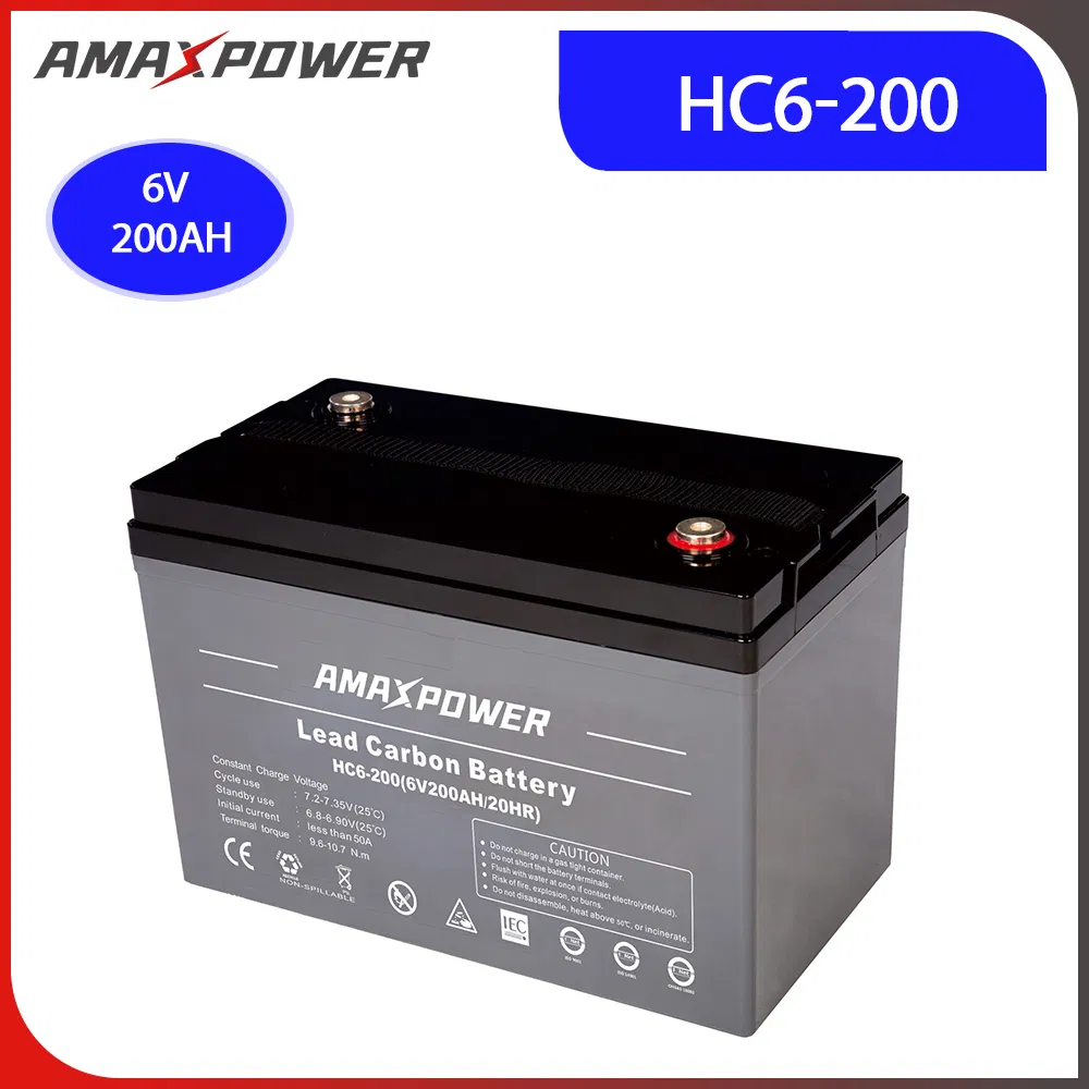 Amaxpower 6V 200ah Factory Manufacturers Maintenance Free Long Life Solar Battery for Power Storage/Golf Cart/Marine/Inverter Syste Vs Sunny