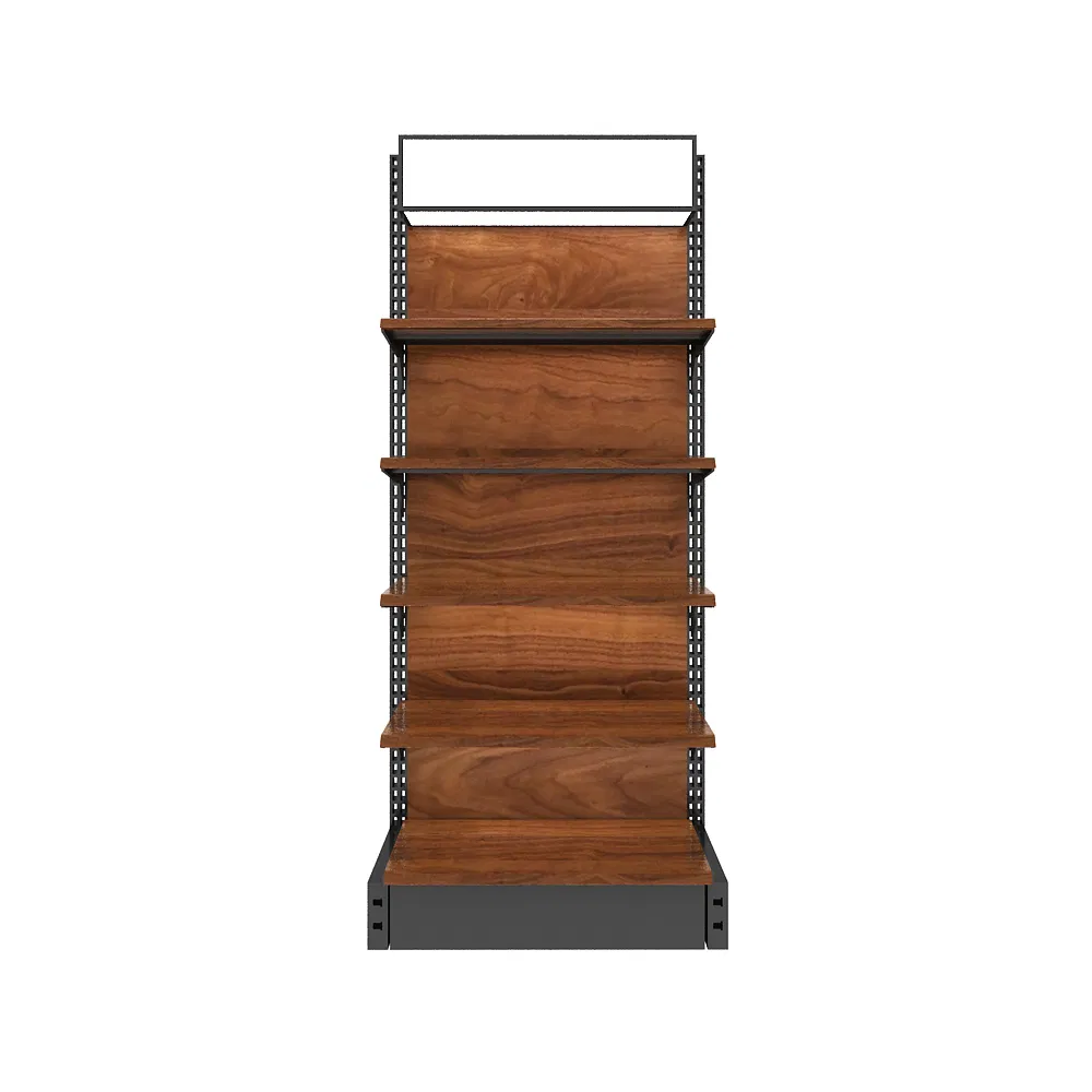 Stylish Black Metal Gondola Display Rack for Retail Spaces