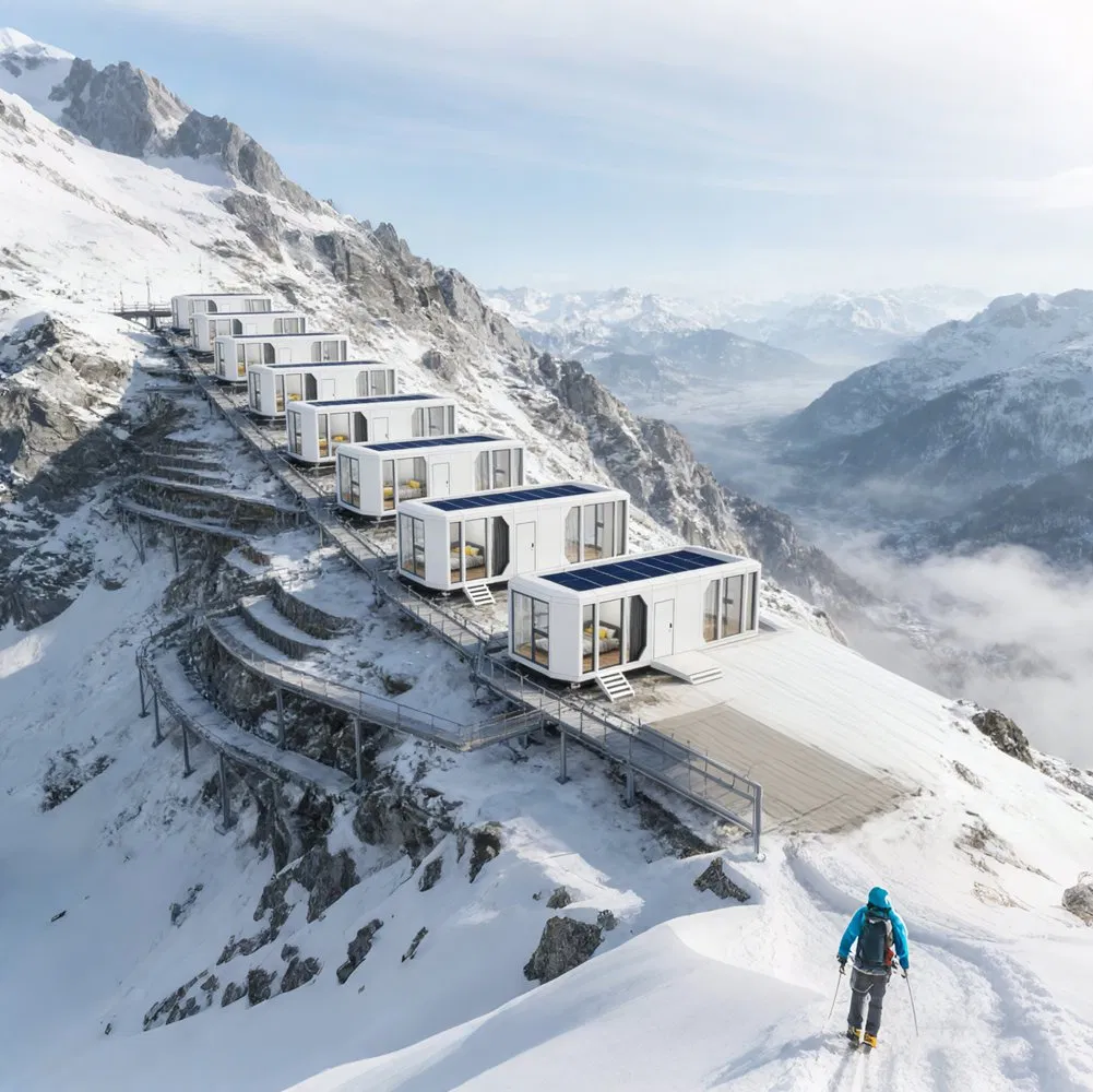 Modular Prefab Capsule Building System for Hotel and Resort Construction Requiring Quick Installation and Delivery