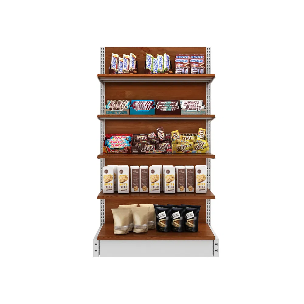 Sleek Melamine Wood Display Shelf for Retail Spaces