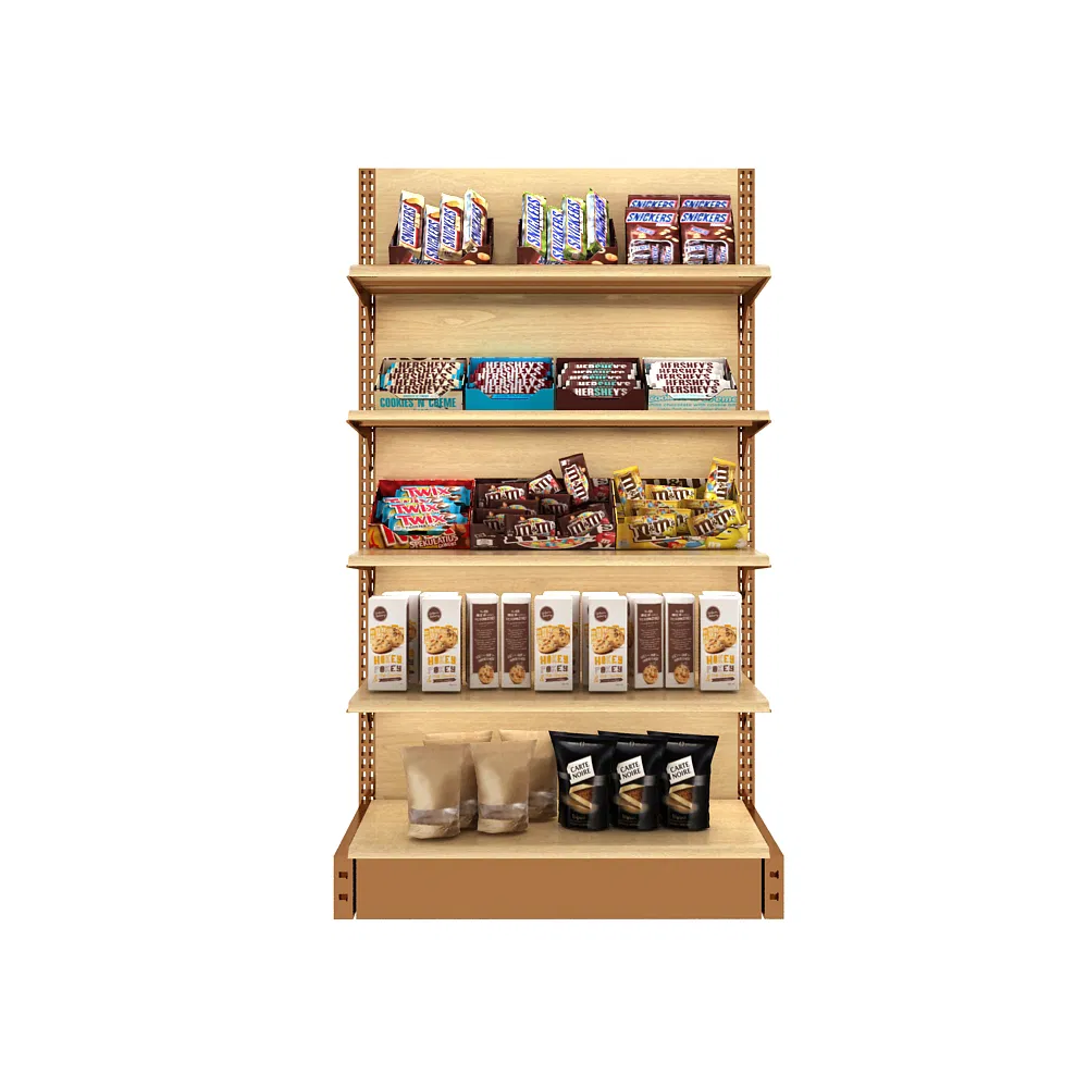 Sleek Melamine Wood Display Shelf for Retail Spaces