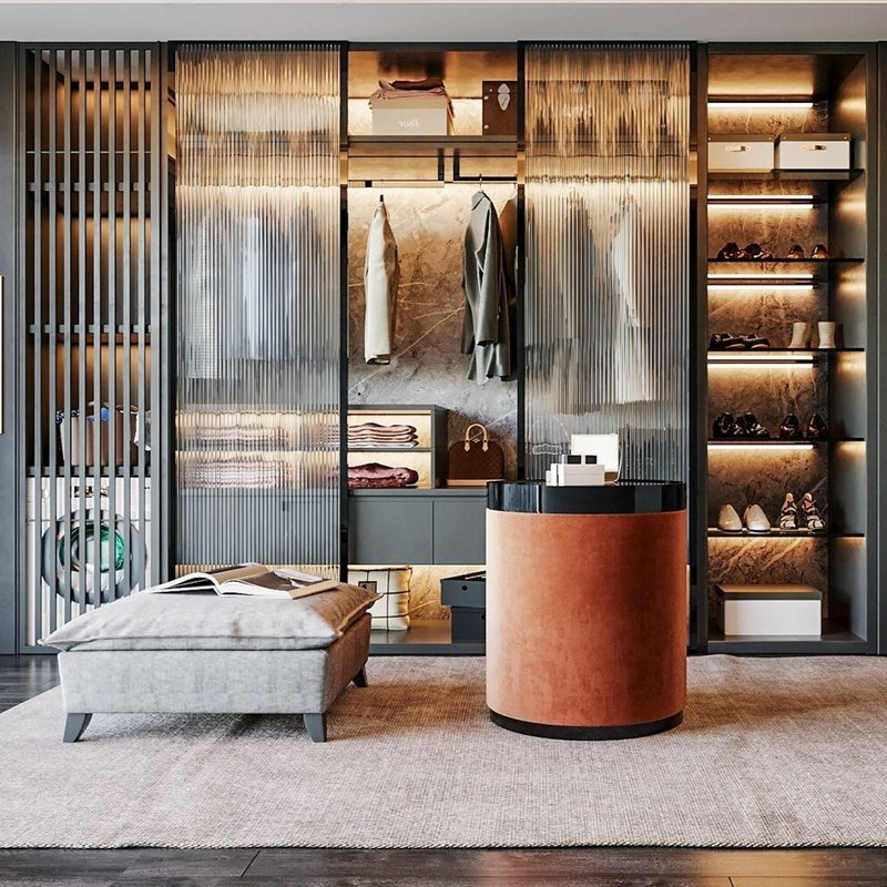 Home Folding Portable Glass Door Bedroom Wardrobe Hotel Furniture Sliding Door Paint Free Board Large Metal Portabie Wardrobe Closet System with Dressing