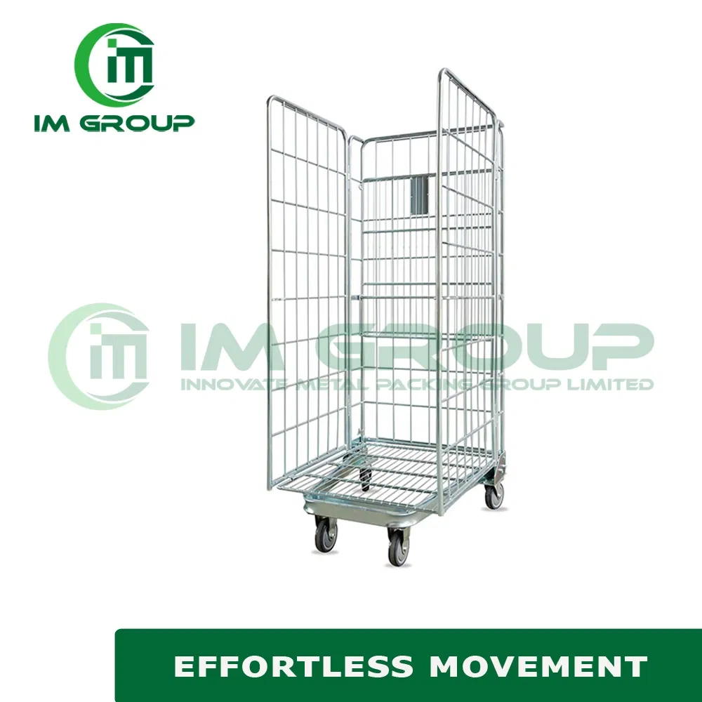 High Quality Warehouse Storage Galvanized Metal Wire Mesh Roll Container