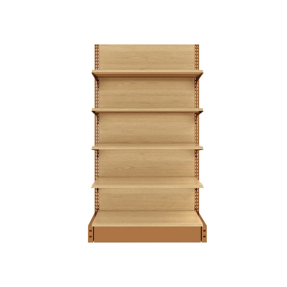 Sleek Melamine Wood Display Shelf for Retail Spaces