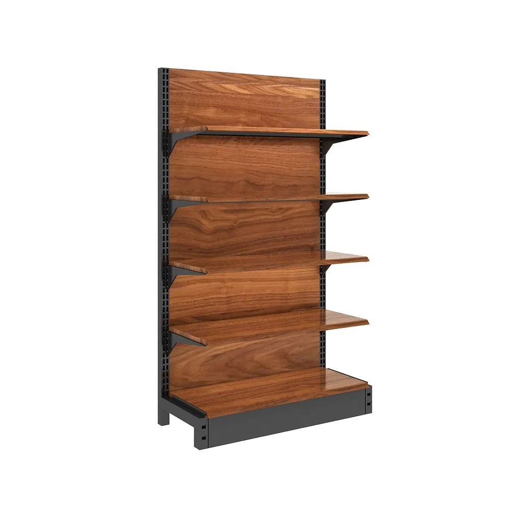 Stylish Black Metal Gondola Shelving for Grocery Retail Spaces