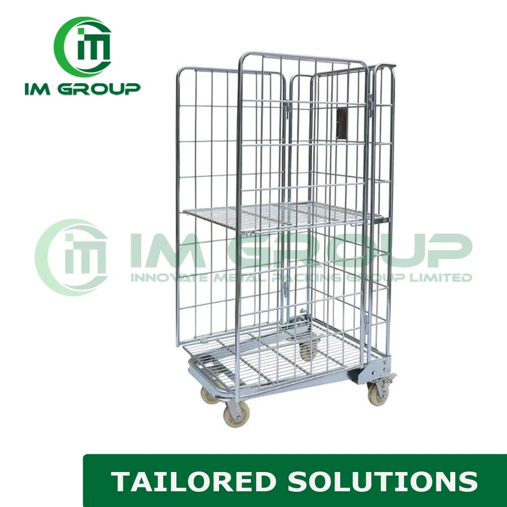 Multi-Function Galvanized Welded Nestable Steel Supermarket Folding European Roll Container