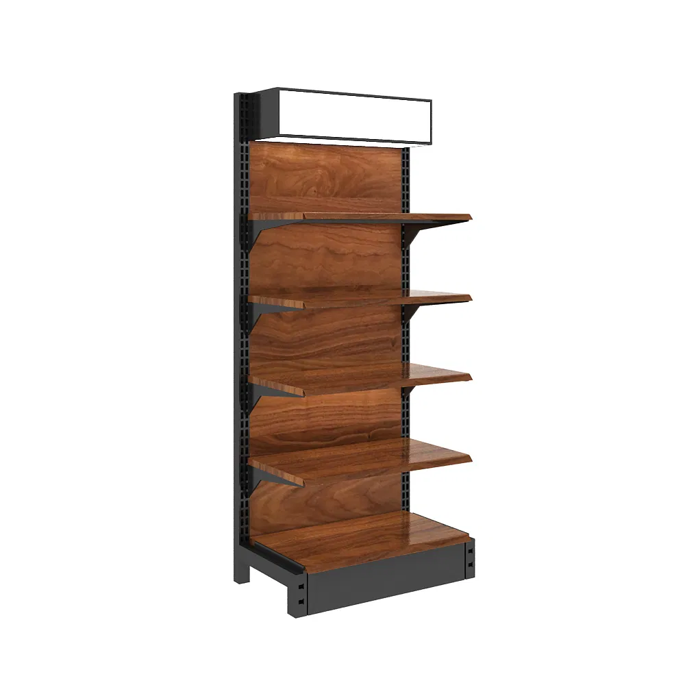 Stylish Black Metal Gondola Display Rack for Retail Spaces