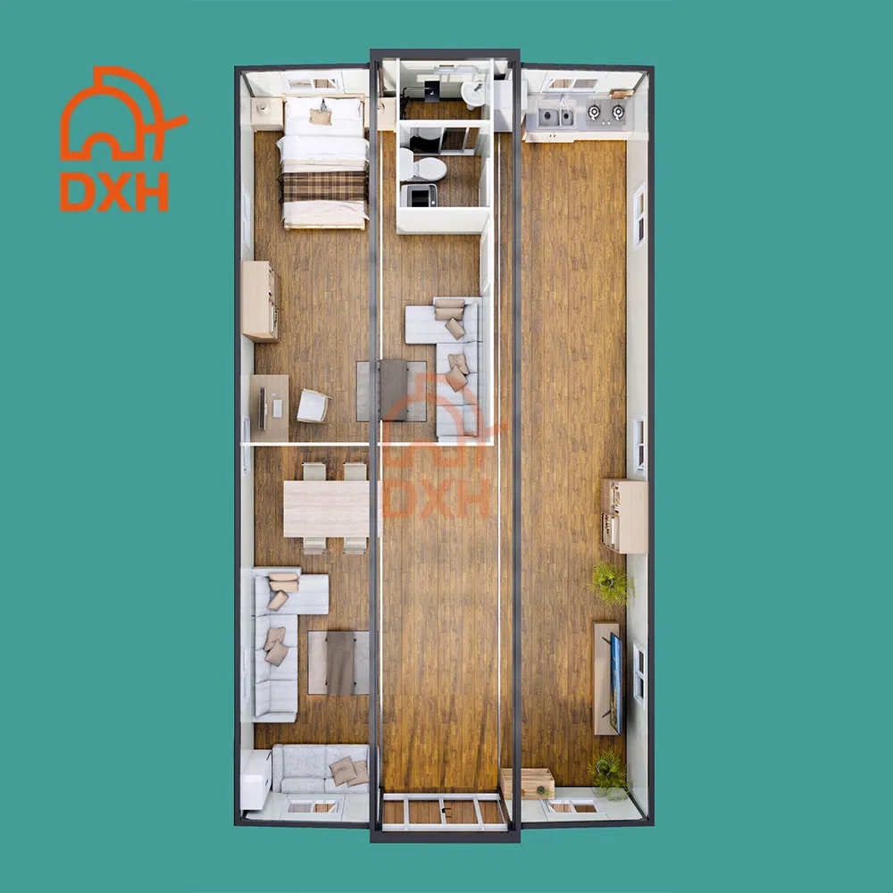 Dxh Prefab Office Thermal Insulation Granny Hospital Fireproof Restaurant Living Hotel Customized Vacation Hotel Expandable Container House Prefabricated Home