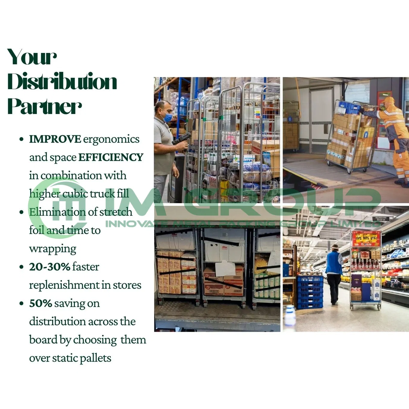 Multi-Function Galvanized Welded Nestable Steel Supermarket Folding European Roll Container