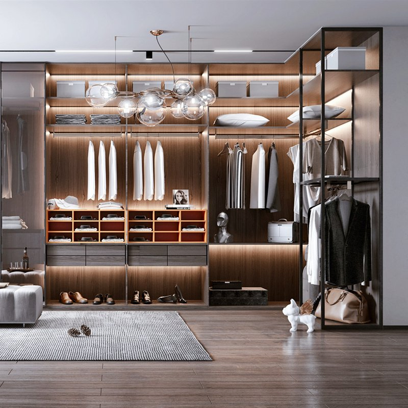 Home Folding Portable Glass Door Bedroom Wardrobe Hotel Furniture Sliding Door Paint Free Board Large Metal Portabie Wardrobe Closet System with Dressing