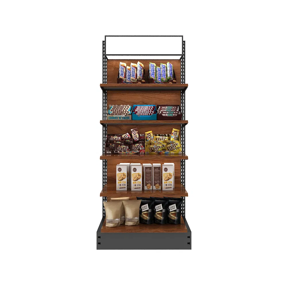 Stylish Black Metal Gondola Display Rack for Retail Spaces