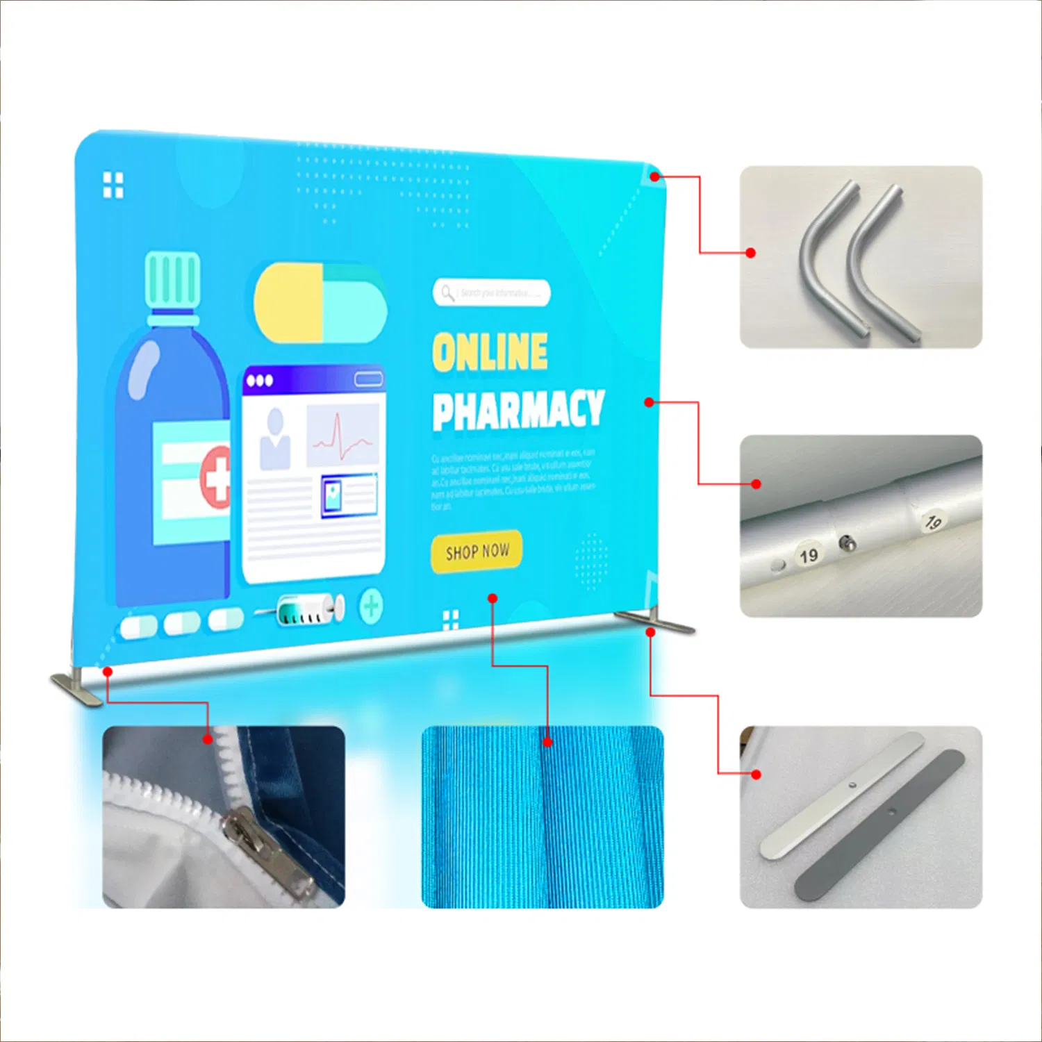 Portable Profile Aluminum Tube Banner Custom Print Exhibition Equipment Display Stands