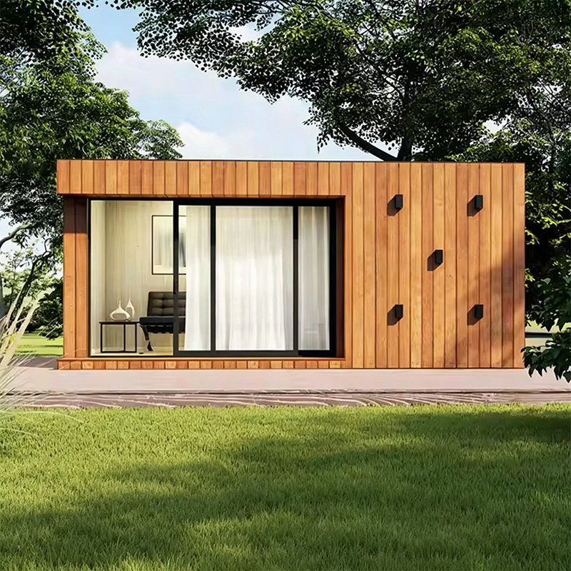Casa de Cabina de Madera Prefabricada Moderna, Villa Pequeña Recubierta de Madera, Chalet Ecológico Prefabricado para Resort, Alojamiento, Glamping, Lugar Escénico