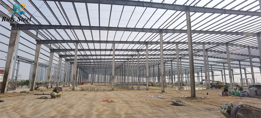 Estructura prefabricada de edificios de acero, material de almacén, estructura de marco de acero ligero