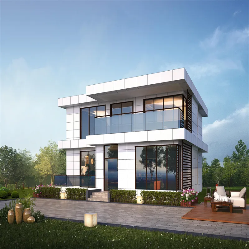 4 Dormitorios 2 Baños Villa de Estructura de Acero Prefabricada Personalizada