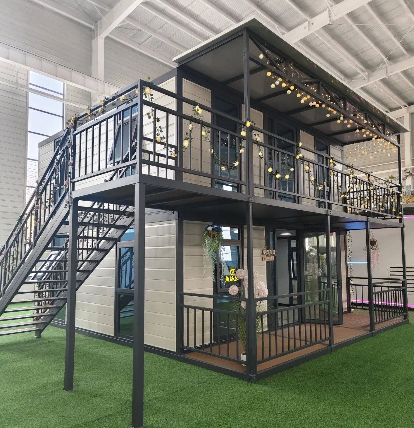 Casa prefabricada expandible de dos pisos, casa móvil, casa de contenedor de vidrio, casa plegable, económica
