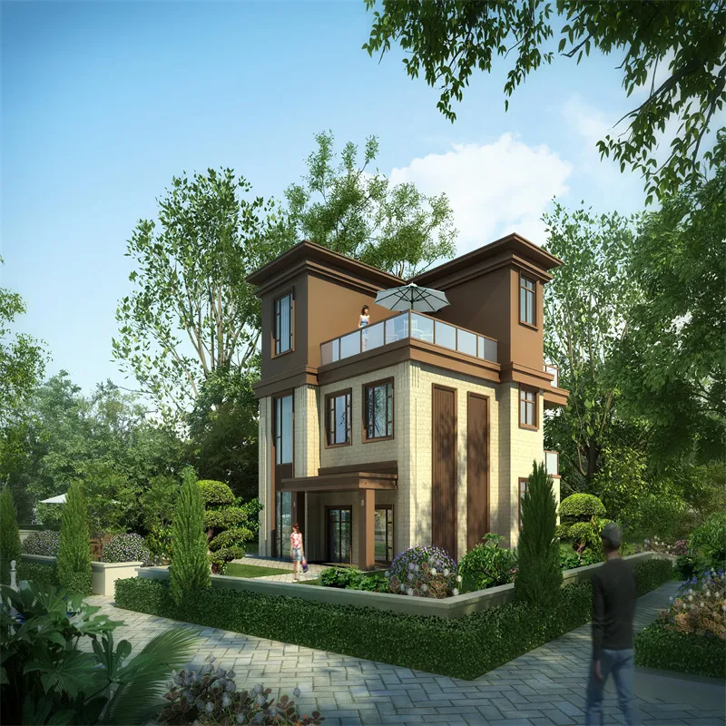 4 Dormitorios 2 Baños Villa de Estructura de Acero Prefabricada Personalizada