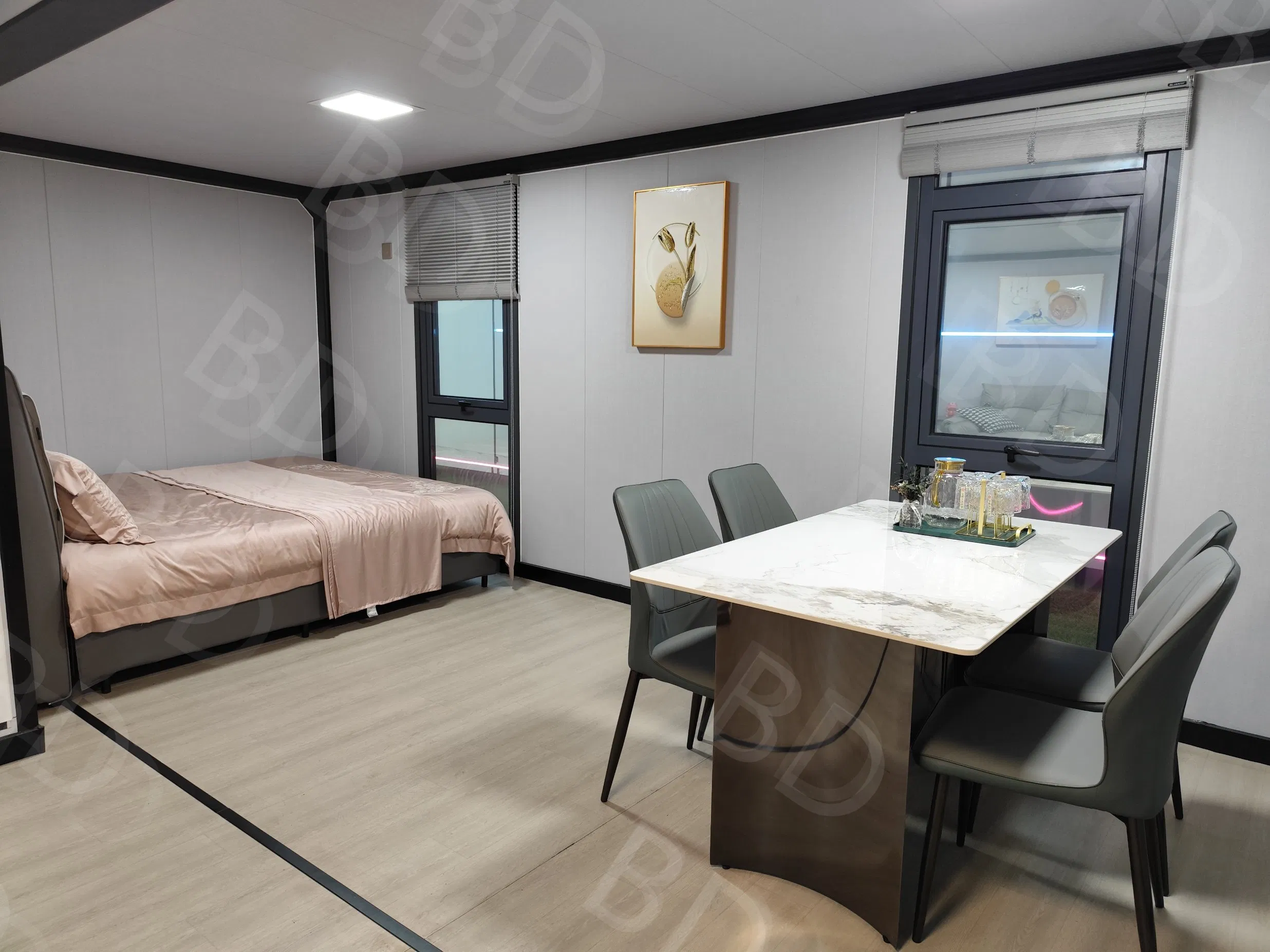 2024 Nuevas configuraciones modernas de virus 1/2/3 Casa contenedor móvil prefabricada portátil de dormitorios, casa contenedor expandible y plegable