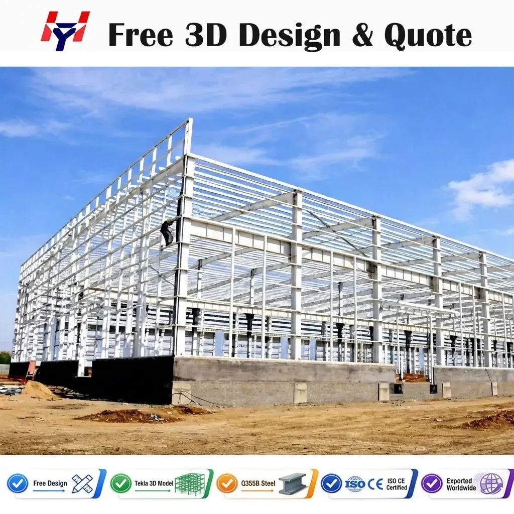Estructura de acero prefabricada para gran taller de construcción