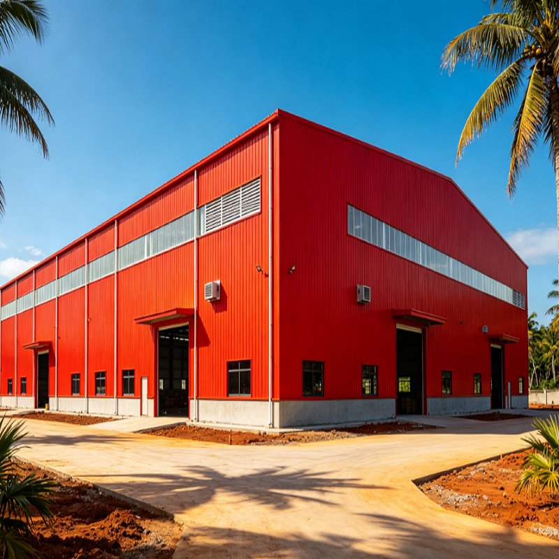 Taller de estructura de acero prefabricado impermeable de fácil montaje
