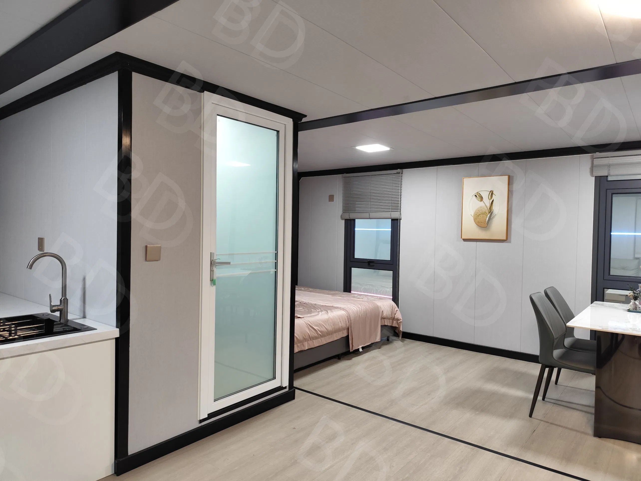 2024 Nuevas configuraciones modernas de virus 1/2/3 Casa contenedor móvil prefabricada portátil de dormitorios, casa contenedor expandible y plegable