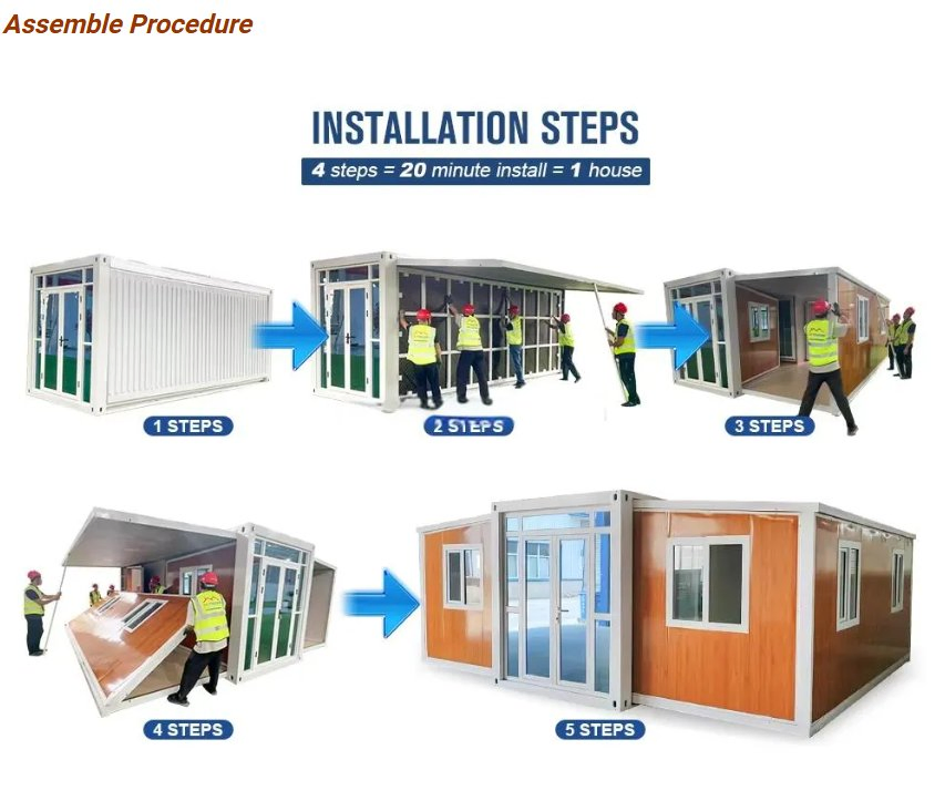 Casa Villa Contenedor Portátil Prefabricada a Precio de Fábrica de China Moderna para Familia Hogar Camping al Aire Libre 20/30/40