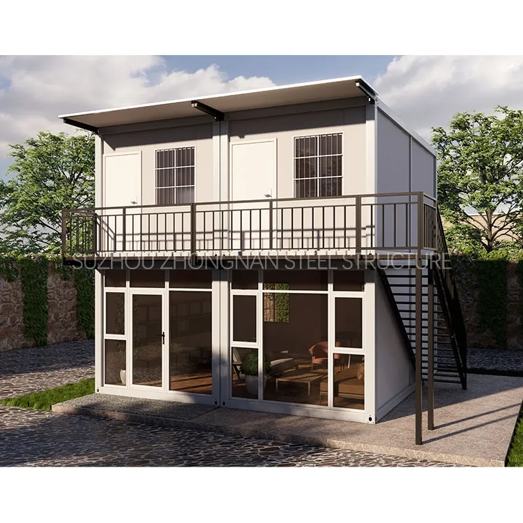 Casa Villa Pequeña Barata 2-Storey 20FT/40FT Moderna Prefabricada Modular de Contenedor Marítimo con 2 Dormitorio y Baño para Vivir en Venta en Canadá y EE. UU