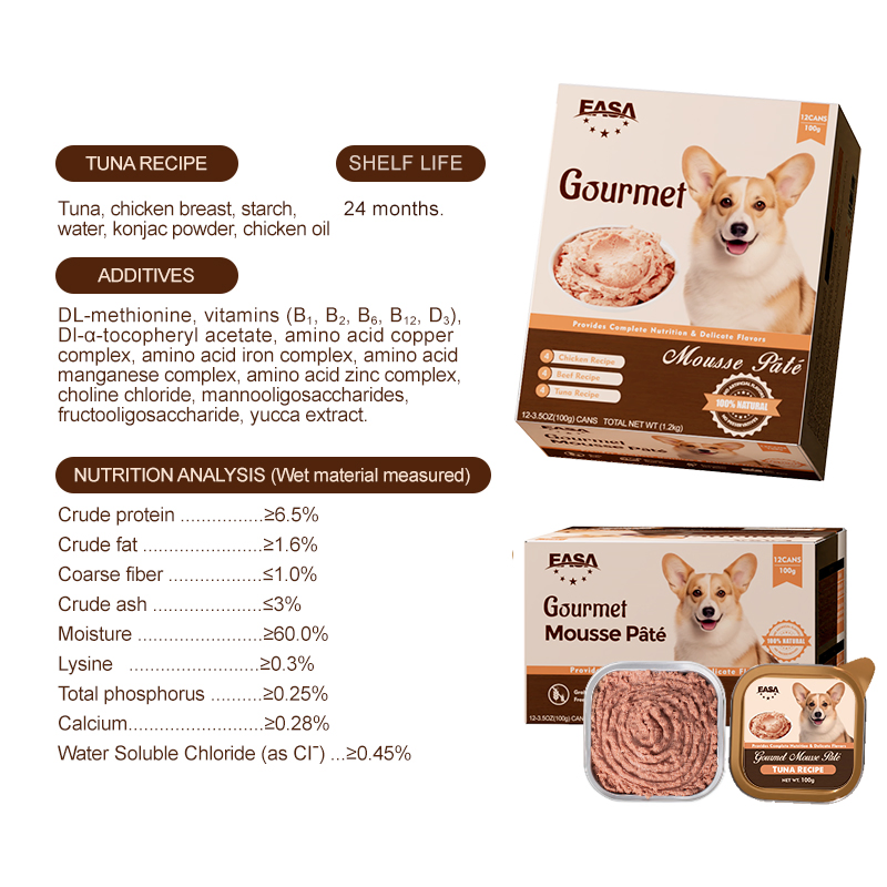Comida Húmeda para Perros Sabrosa Premium Alta en Proteínas Fuente de Carne 100g Paquete de Variedad MOQ Bajo Fabricante de Comida para Mascotas en China