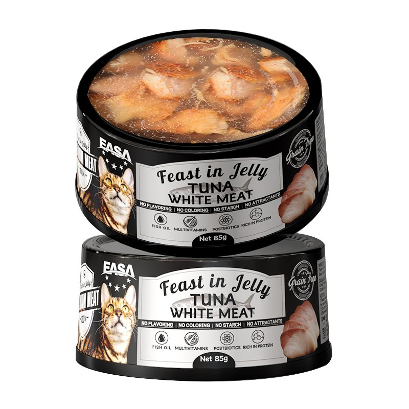 Venta directa de fábrica OEM ODM personalizada, alimento para gatos premium de carne fresca de atún y pollo hipoalergénico 85g