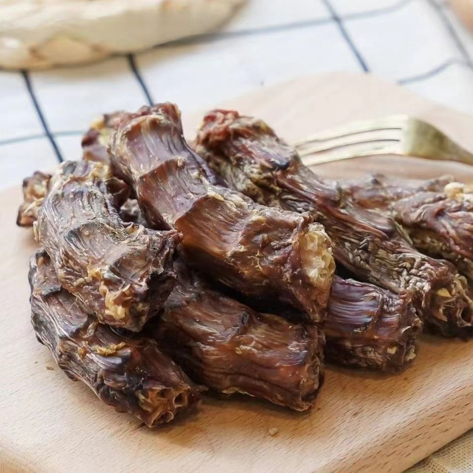 Cuello de pato deshidratado al aire, alimento natural para perros y gatos, golosinas para masticar