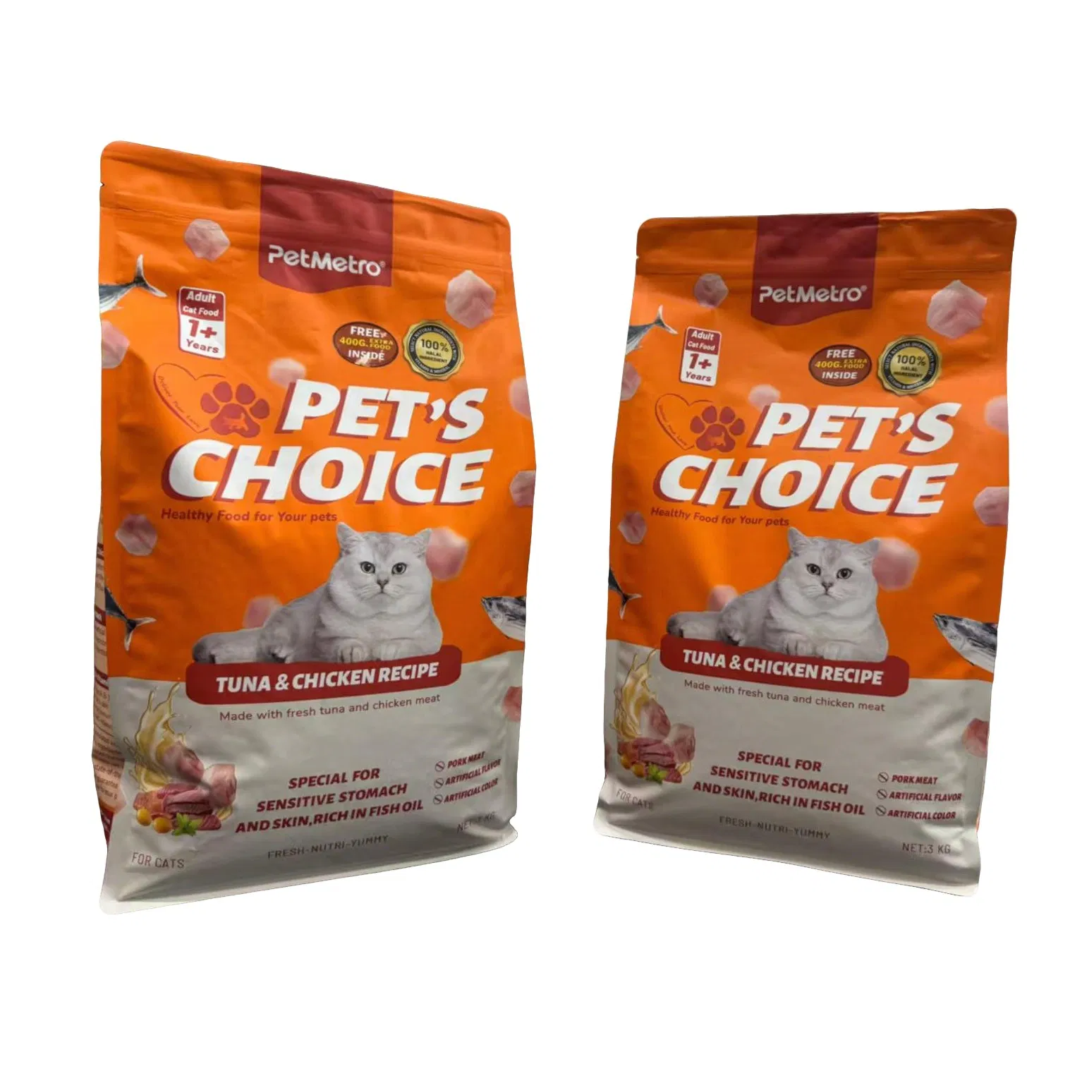 Alimento seco para gatos con alto contenido de proteínas, hecho con atún y pollo reales, que apoya la salud digestiva