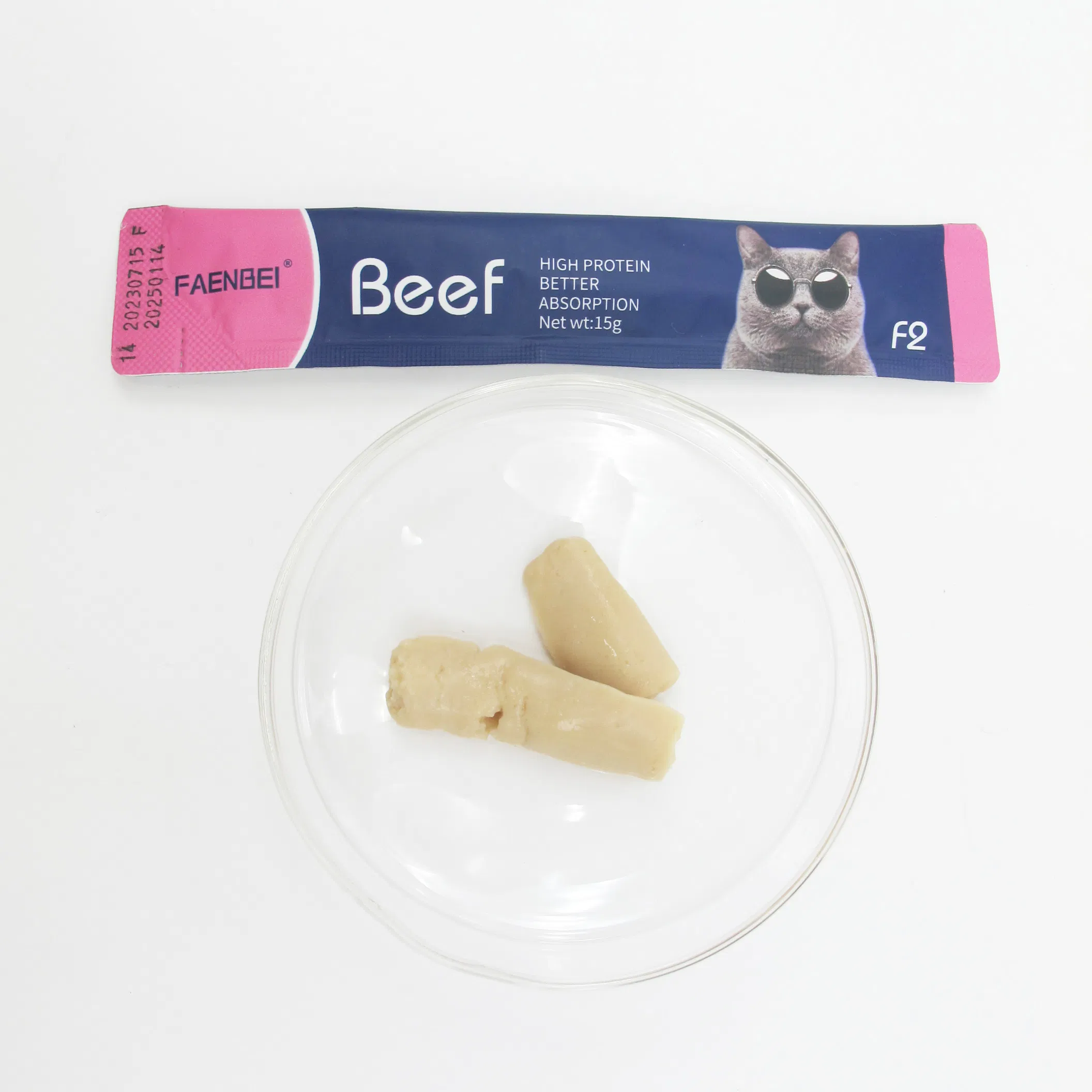 Alimento para mascotas suministro fresco puré líquido real sabores de carne de pollo/ternera golosina para gatos en forma de líquido para lamer