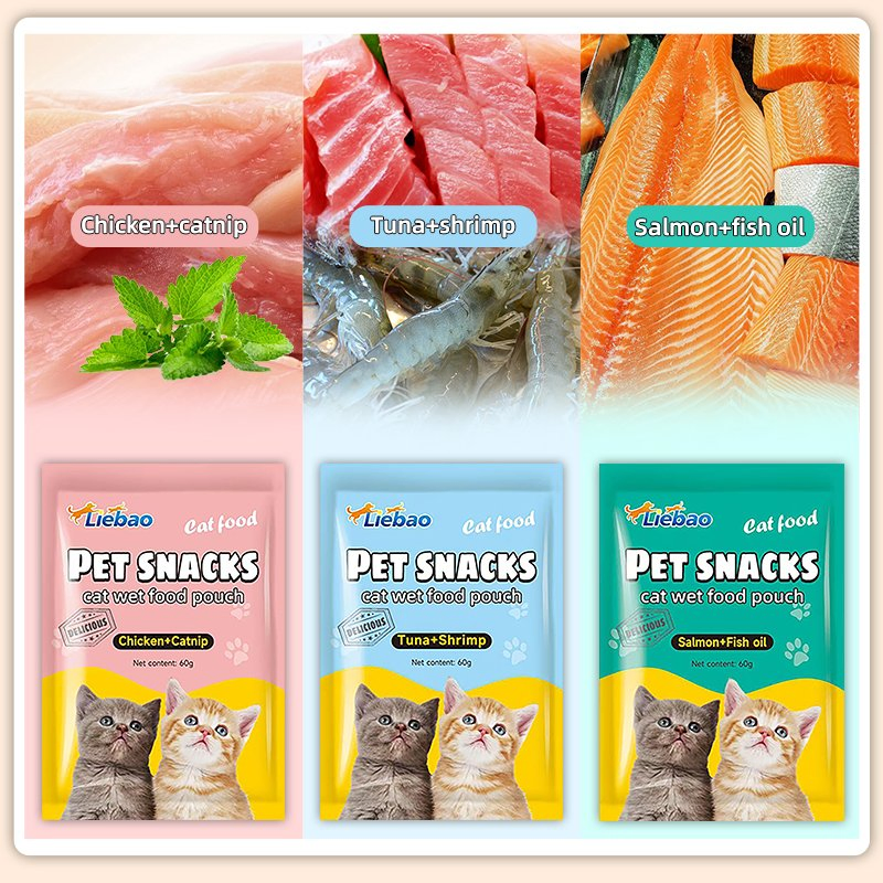 Puré de carne sabroso para gatos en pouch conveniente