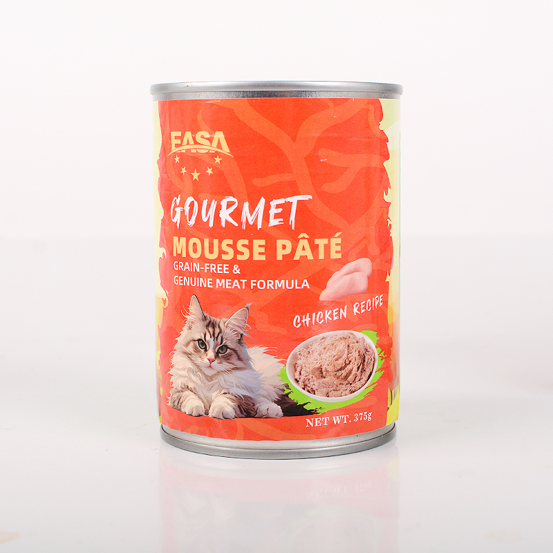Comida para gatos premium enlatada mousse pâté 375g No transgénico Sin gluten Sin granos Alimentación para interiores Control de peso Salud gastrointestinal Orgánico Comida nutritiva