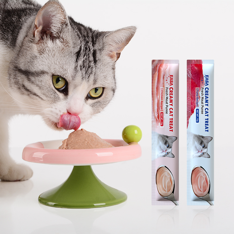 Comida para gatos, bocadillo húmedo, alto en proteínas, barra de energía, sabor atún, golosinas para gatos, snack líquido, crema, comida húmeda para gatos