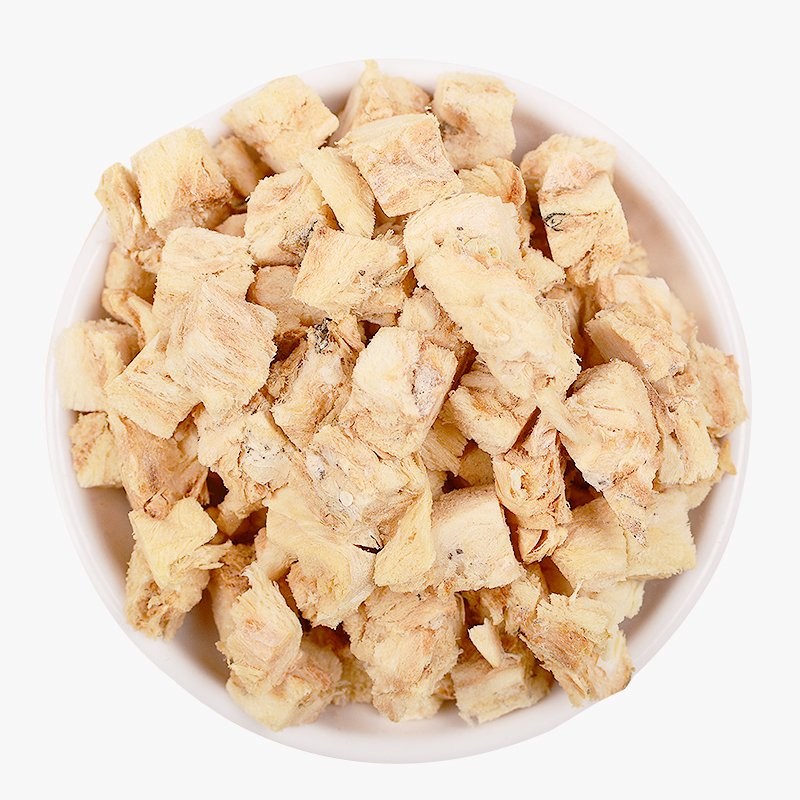 Fabricación de alimentos para mascotas sin aditivos, carne de pollo pura, mejores golosinas saludables deshidratadas al vacío de pollo para perros y gatos