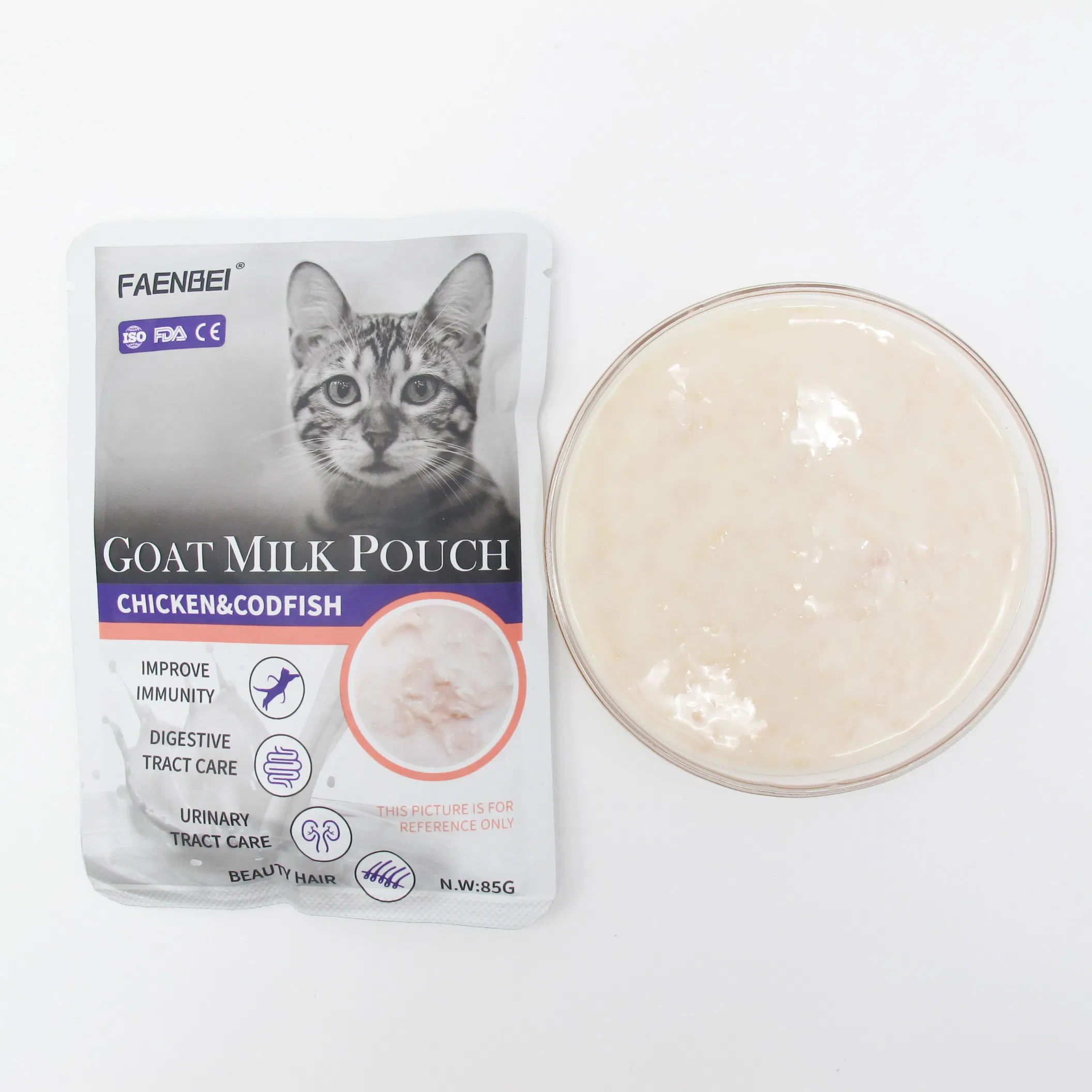 Suministro de mascotas, suave y fresco, sopa de puré líquido de pollo y leche de cabra, comida húmeda para gatos, bocadillo para gatitos, golosina para perros