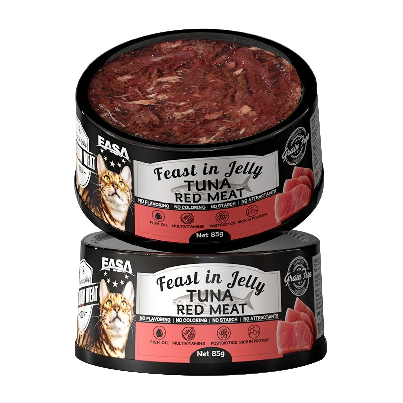 Venta directa de fábrica OEM ODM personalizada, alimento para gatos premium de carne fresca de atún y pollo hipoalergénico 85g
