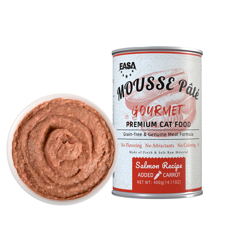 Pasta de Mousse Easa Saborizada Comida Húmeda para Gatos Alimento Básico para Gatos Comida de Gato Carne Genuina 400g Comida en Lata Salmón y Zanahoria