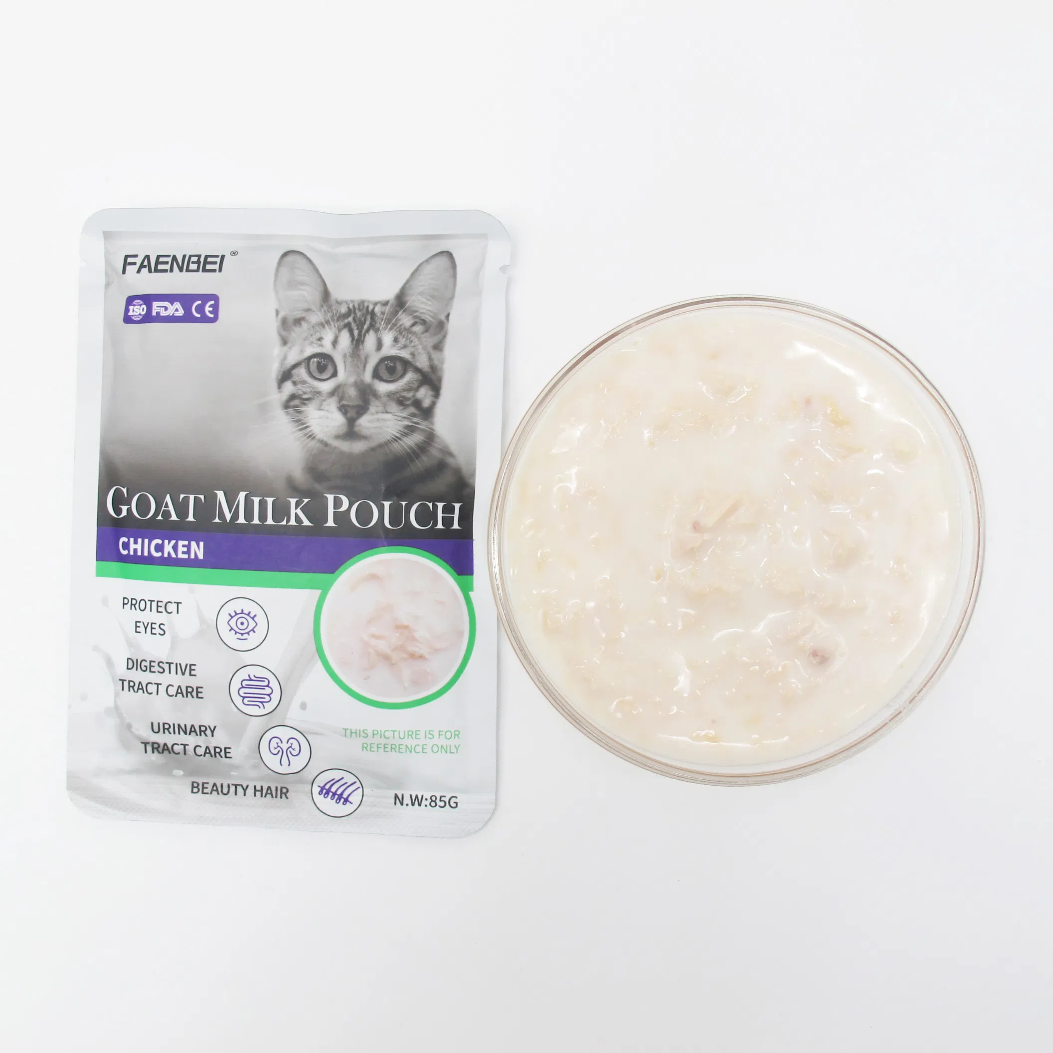 Fabricante mayorista Precio más bajo Sopa líquida de puré de pollo y leche de cabra Comida húmeda para gatos Golosina para perros Suministro para mascotas